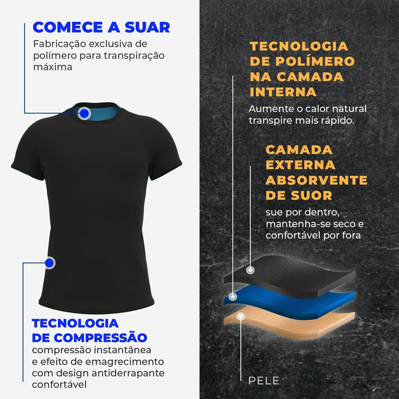 Camiseta Efeito Sauna Manga Curta Fitness e Sport - Masculina